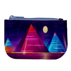 Egyptian Pyramids Night Landscape Cartoon Art Large Coin Purse by Bedest