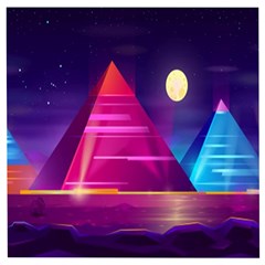 Egyptian Pyramids Night Landscape Cartoon Art Wooden Puzzle Square by Bedest