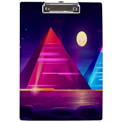 Egyptian Pyramids Night Landscape Cartoon Art A4 Acrylic Clipboard by Bedest