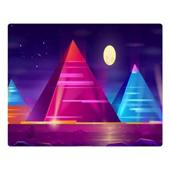 Egyptian Pyramids Night Landscape Cartoon Art Premium Plush Fleece Blanket (large) by Bedest