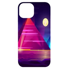 Egyptian Pyramids Night Landscape Cartoon Art Iphone 14 Black Uv Print Case by Bedest