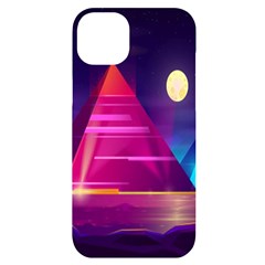 Egyptian Pyramids Night Landscape Cartoon Art Iphone 14 Plus Black Uv Print Case by Bedest