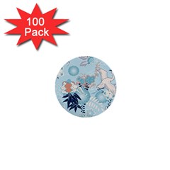 Crane Pattern Bird Animal Nature 1  Mini Buttons (100 Pack)  by Bedest