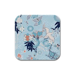 Crane Pattern Bird Animal Nature Rubber Square Coaster (4 Pack) by Bedest