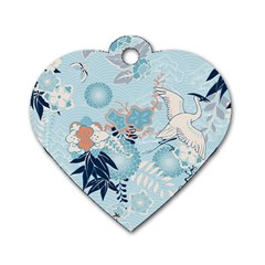 Crane Pattern Bird Animal Nature Dog Tag Heart (one Side) by Bedest