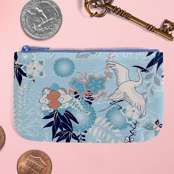 Crane Pattern Bird Animal Nature Large Coin Purse