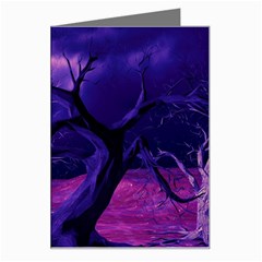 Forest Night Sky Clouds Mystical Greeting Card by Bedest