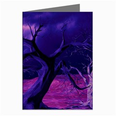 Forest Night Sky Clouds Mystical Greeting Cards (pkg Of 8)