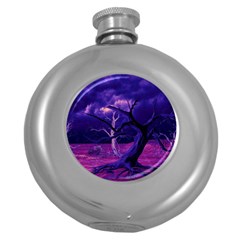 Forest Night Sky Clouds Mystical Round Hip Flask (5 Oz) by Bedest