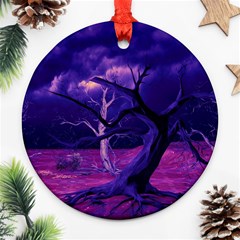 Forest Night Sky Clouds Mystical Round Ornament (two Sides) by Bedest