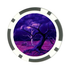 Forest Night Sky Clouds Mystical Poker Chip Card Guard by Bedest