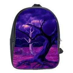 Forest Night Sky Clouds Mystical School Bag (xl) by Bedest