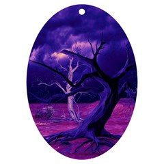 Forest Night Sky Clouds Mystical Uv Print Acrylic Ornament Oval by Bedest