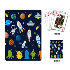 Big Set Cute Astronauts Space Planets Stars Aliens Rockets Ufo Constellations Satellite Moon Rover V Playing Cards Single Design (rectangle) by Bedest