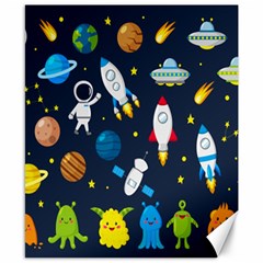 Big Set Cute Astronauts Space Planets Stars Aliens Rockets Ufo Constellations Satellite Moon Rover V Canvas 8  X 10  by Bedest