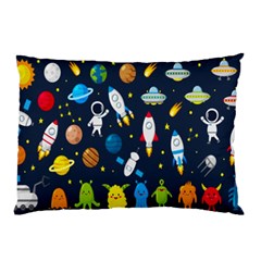 Big Set Cute Astronauts Space Planets Stars Aliens Rockets Ufo Constellations Satellite Moon Rover V Pillow Case by Bedest