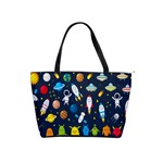 Big Set Cute Astronauts Space Planets Stars Aliens Rockets Ufo Constellations Satellite Moon Rover V Classic Shoulder Handbag Front