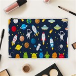 Big Set Cute Astronauts Space Planets Stars Aliens Rockets Ufo Constellations Satellite Moon Rover V Cosmetic Bag (Large) Front