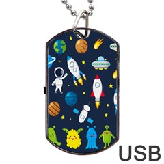 Big Set Cute Astronauts Space Planets Stars Aliens Rockets Ufo Constellations Satellite Moon Rover V Dog Tag Usb Flash (one Side) by Bedest