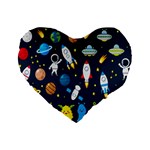 Big Set Cute Astronauts Space Planets Stars Aliens Rockets Ufo Constellations Satellite Moon Rover V Standard 16  Premium Heart Shape Cushions Front