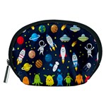 Big Set Cute Astronauts Space Planets Stars Aliens Rockets Ufo Constellations Satellite Moon Rover V Accessory Pouch (Medium) Front