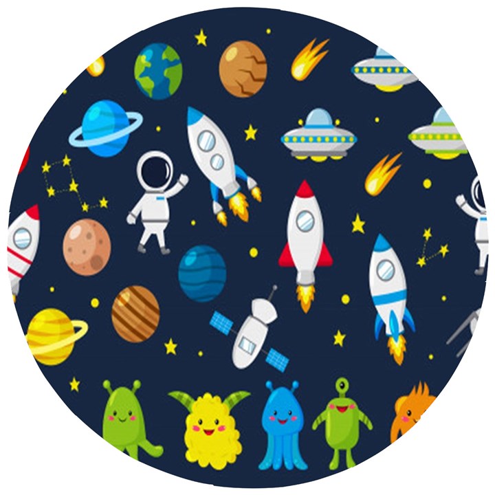 Big Set Cute Astronauts Space Planets Stars Aliens Rockets Ufo Constellations Satellite Moon Rover V Wooden Puzzle Round