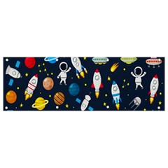 Big Set Cute Astronauts Space Planets Stars Aliens Rockets Ufo Constellations Satellite Moon Rover V Banner And Sign 9  X 3  by Bedest