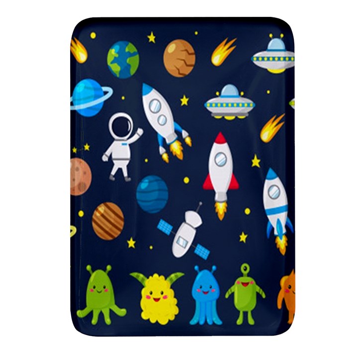 Big Set Cute Astronauts Space Planets Stars Aliens Rockets Ufo Constellations Satellite Moon Rover V Rectangular Glass Fridge Magnet (4 pack)