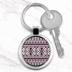 Illustration Ukrainian Folk Seamless Pattern Ornament Key Chain (round) by Bedest