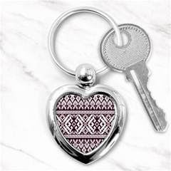 Illustration Ukrainian Folk Seamless Pattern Ornament Key Chain (heart) by Bedest