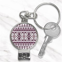 Illustration Ukrainian Folk Seamless Pattern Ornament Nail Clippers Key Chain by Bedest