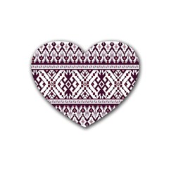 Illustration Ukrainian Folk Seamless Pattern Ornament Rubber Coaster (heart) by Bedest