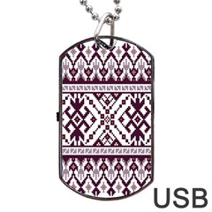 Illustration Ukrainian Folk Seamless Pattern Ornament Dog Tag Usb Flash (two Sides) by Bedest