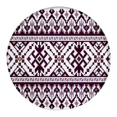 Illustration Ukrainian Folk Seamless Pattern Ornament Round Glass Fridge Magnet (4 Pack) by Bedest