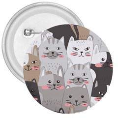 Cute Cats Seamless Pattern 3  Buttons by Bedest