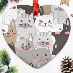 Cute Cats Seamless Pattern Ornament (heart)