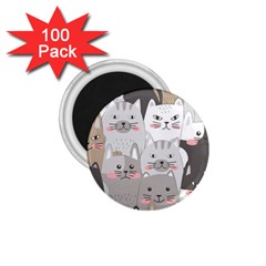 Cute Cats Seamless Pattern 1 75  Magnets (100 Pack)  by Bedest