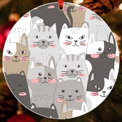 Cute Cats Seamless Pattern Uv Print Acrylic Ornament Round by Bedest