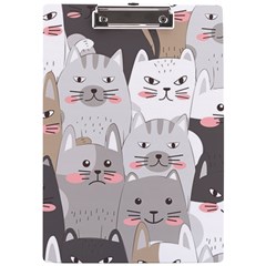 Cute Cats Seamless Pattern A4 Acrylic Clipboard by Bedest