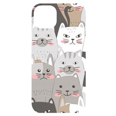 Cute Cats Seamless Pattern Iphone 14 Plus Black Uv Print Case