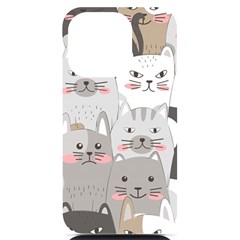 Cute Cats Seamless Pattern Iphone 14 Pro Black Uv Print Case by Bedest