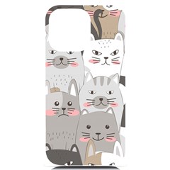 Cute Cats Seamless Pattern Iphone 14 Pro Max Black Uv Print Case by Bedest