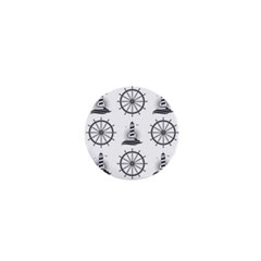 Marine Nautical Seamless Pattern With Vintage Lighthouse Wheel 1  Mini Buttons by Bedest