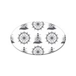 Marine Nautical Seamless Pattern With Vintage Lighthouse Wheel Sticker (Oval) Front