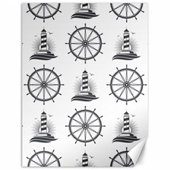 Marine Nautical Seamless Pattern With Vintage Lighthouse Wheel Canvas 12  X 16  by Bedest