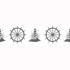 Marine Nautical Seamless Pattern With Vintage Lighthouse Wheel Large Bar Mat by Bedest