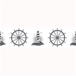 Marine Nautical Seamless Pattern With Vintage Lighthouse Wheel Large Bar Mat 32 x8.5  Bar Mat