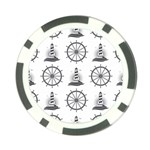 Marine Nautical Seamless Pattern With Vintage Lighthouse Wheel Poker Chip Card Guard (10 pack) Front