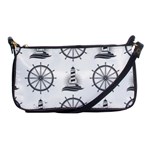 Marine Nautical Seamless Pattern With Vintage Lighthouse Wheel Shoulder Clutch Bag Front