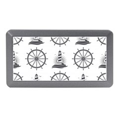 Marine Nautical Seamless Pattern With Vintage Lighthouse Wheel Memory Card Reader (mini) by Bedest